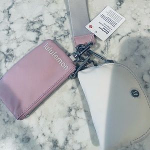 Dual pouch wristlet - NEW - PINK AND WHITE